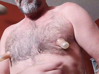 Supple Nips on hairy chest