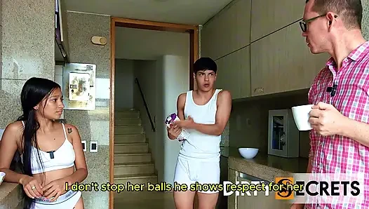 MY STEPBROTHER TAKES MY MILK FROM BREAKFAST, AND I FUCK SO HE'LL PUT HIS ON ME.