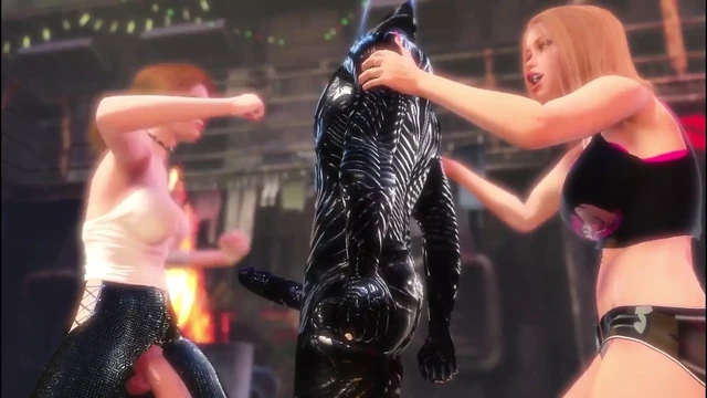 Cyberpunk Shemale and Old 80 Yo Old Woman with Big Boobs