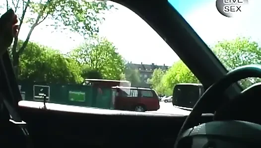 Babe Pounds Wet Pussy with Blue Dildo in Car