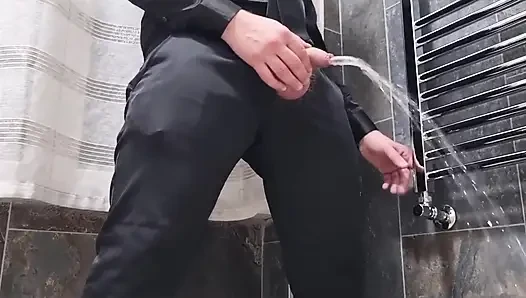 Close-up Wet Cock with Leakage - Elegant - Black Dress - Very Sexy Boy