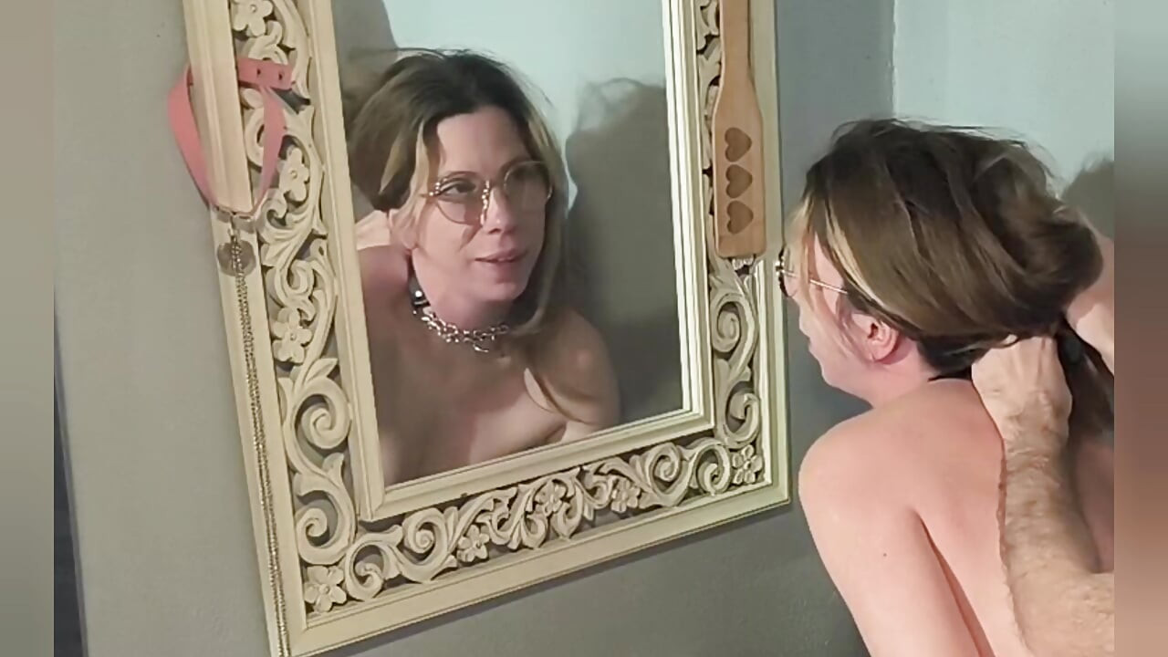 Fucked in front of her mirror she cums and swallows