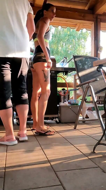 NO PANTIES Tight Pussy Hot Sexy Girls having a BBQ Party at Neighbor House to Celebrate Easter | Clip 1