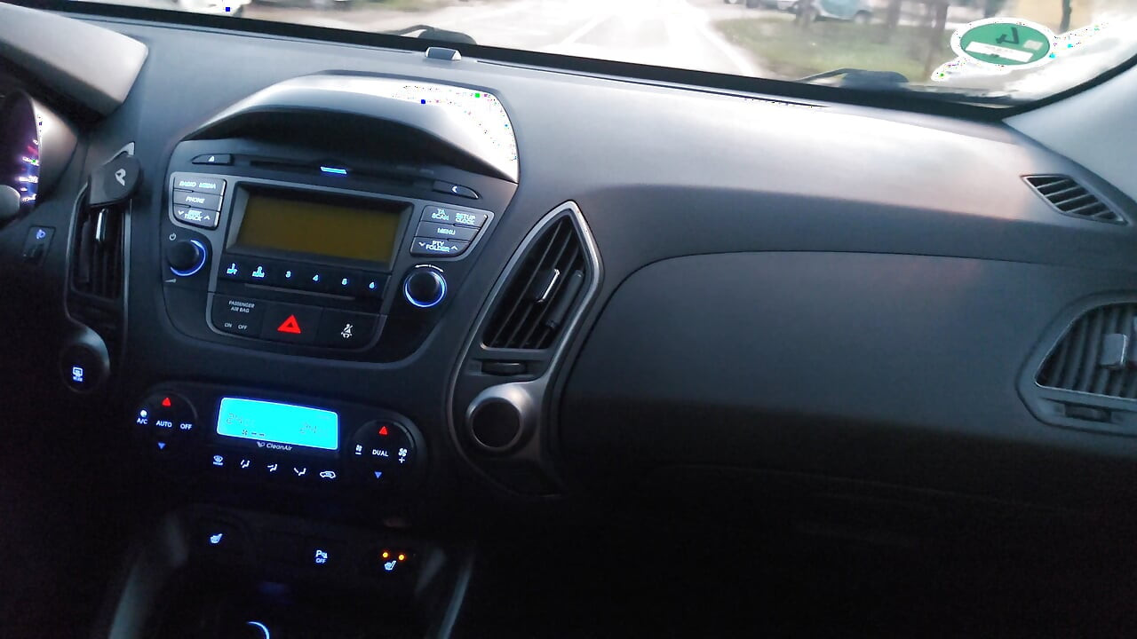 Het milf i strumpor förför en taxichaufför i bilen