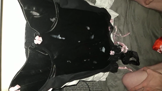 Satin chemise covered in cum and spit!