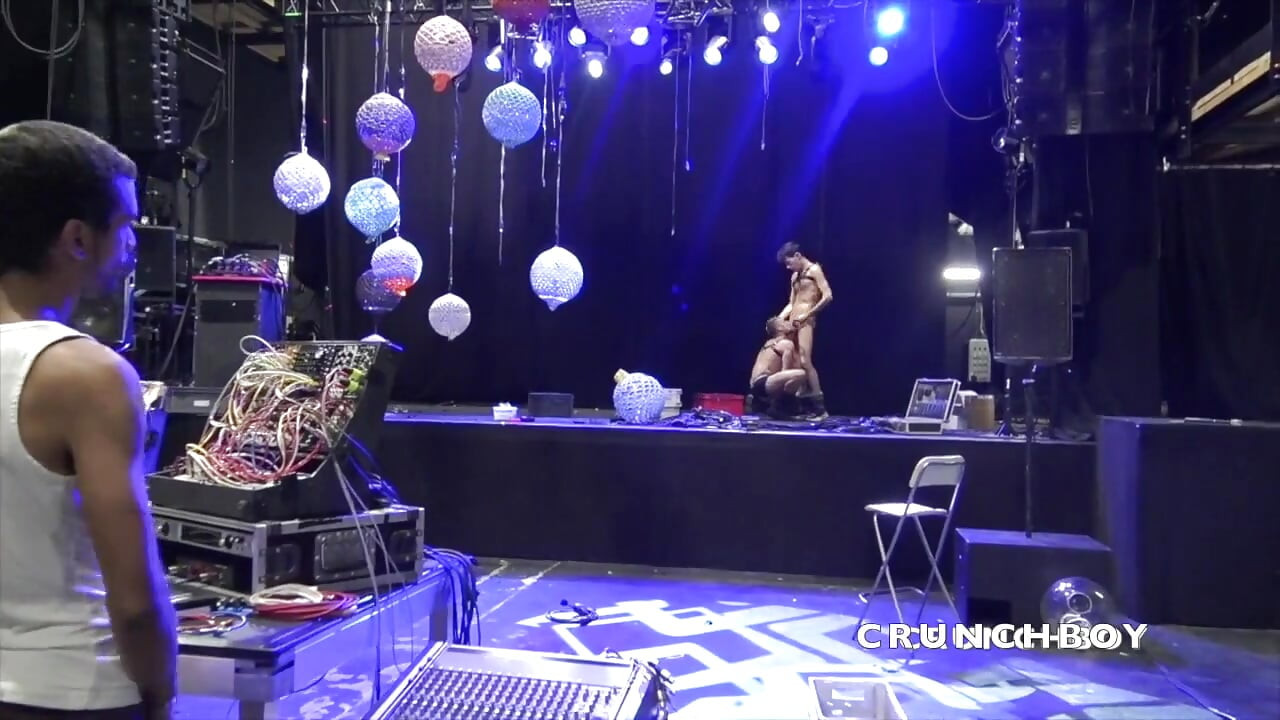 Twink fucked bareback in dance club