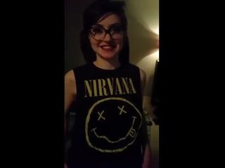 Cute Emo girl flashes and sucks