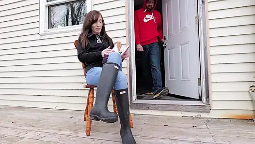 Squirting in meinen jeans - nachbarn beobachten mich zum orgasmus