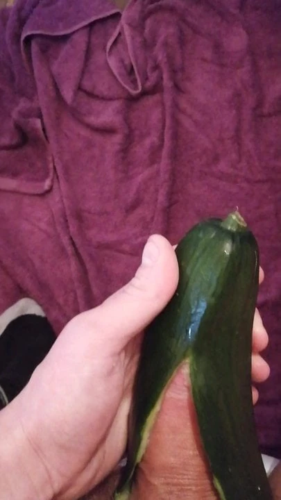 Cucumber wank my cock