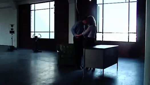 Busty Brunette MILF Enjoys Intense Desk Fuck Session