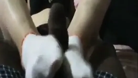 White ankle sockjob