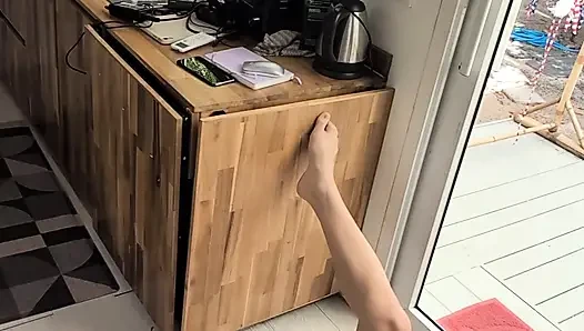 Horny Beautiful Cute Teenage Masturbation Shot from Above with Dildo and Blowjob