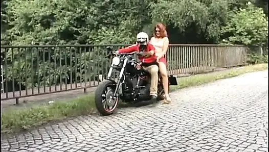 Conny Dachs Takes a Sexy Redhead on His Hot Motorcycle and Makes Her Rea...