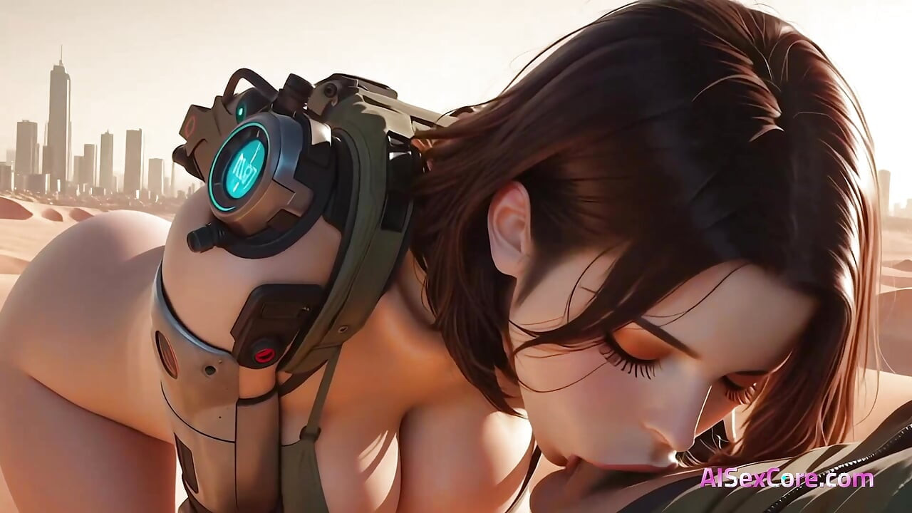 The cyber slut spreads her thighs wide begging for cock as AI pleasure takes over