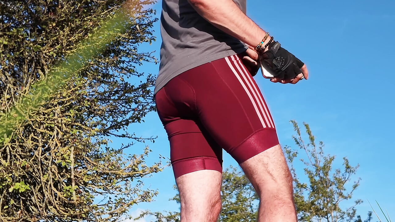 Title: Tight Bike Shorts & Outdoor Piss with uncut dick- Two Perspectives on My Bike Ride