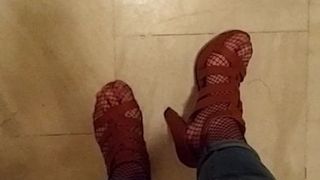 Greek Trans Cumming Outdoor (Heels, Fishnet) - sandals1love