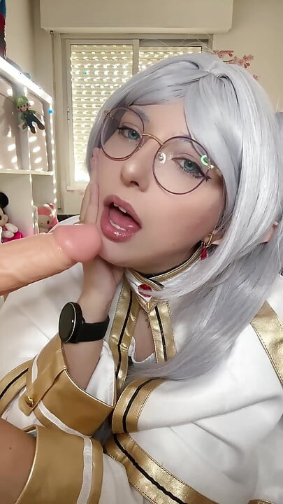 FRIEREN REAL LIFE HENTAI Cosplay girl BLOWJOB