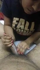 Fat gf play with his boyfriend cock