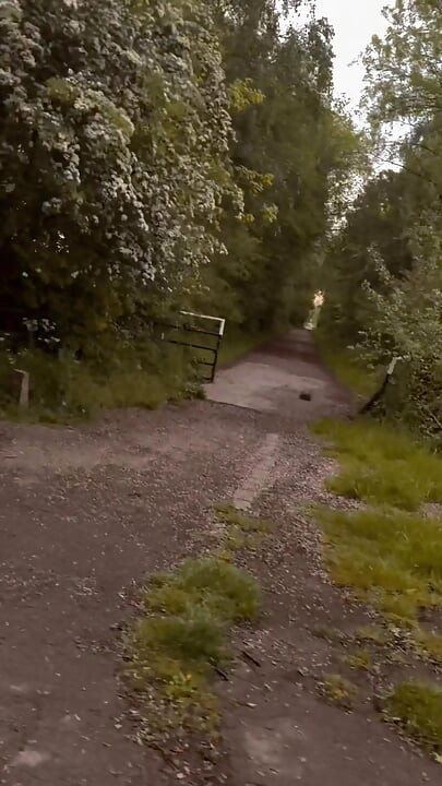 Plimbare lungă goală pe benzi la râu