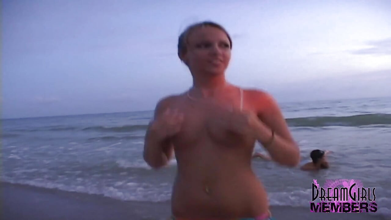 Three Hotties Make Out and Get Topless at a Public Beach