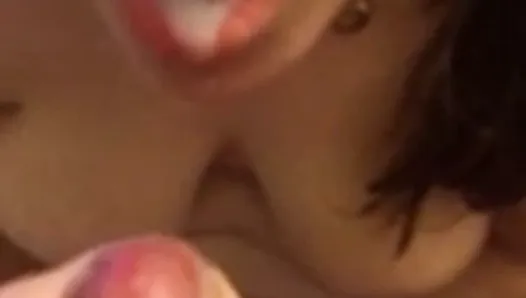 cum in open mouth and face
