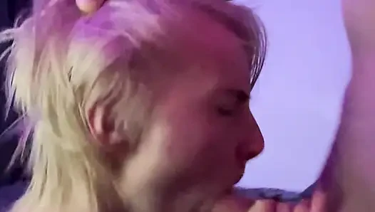 Skinny girl sucks dick greedily