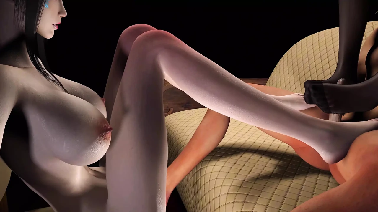 3D Super Hot Threesome Fetish Footjob Sex with Big Cock
