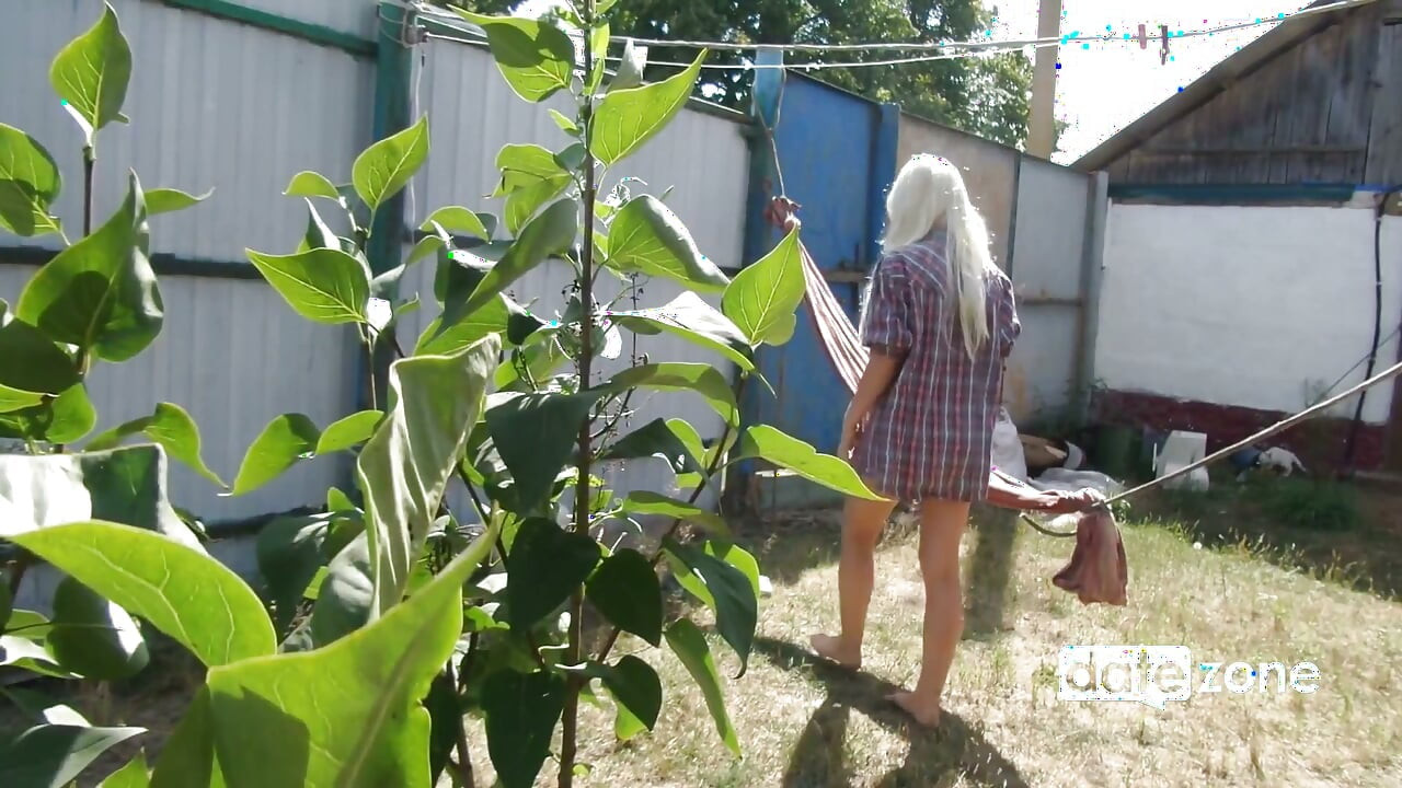 Real Platinum Blonde Reads Book and Masturbates Outdoors