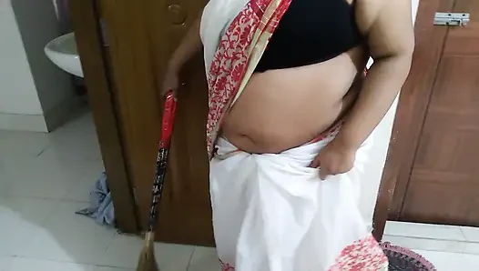 Stepmom Rough Fucked by Stepson While Sweeping the House
