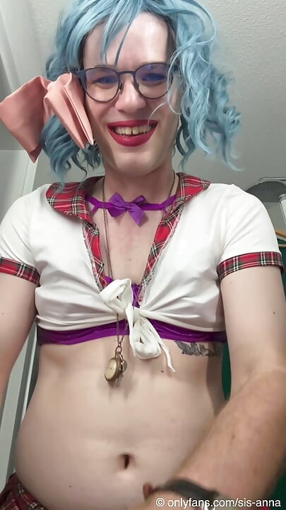 Sissy Schoolgirl Anna Part 1: Doing my Homework for Daddy - Body writing, Sucking and Anal Dildo Training Fun