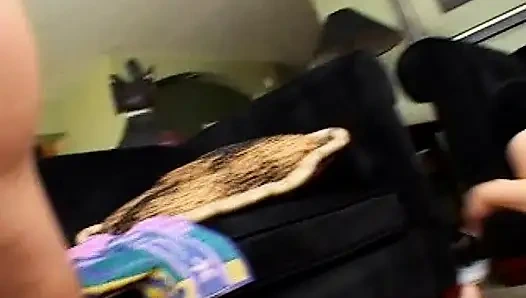 Perfect teens swapping cum after hard threesome fuck