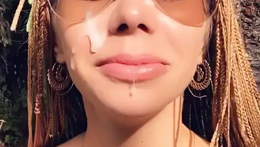 Wild sex outdoors during a walk in the woods