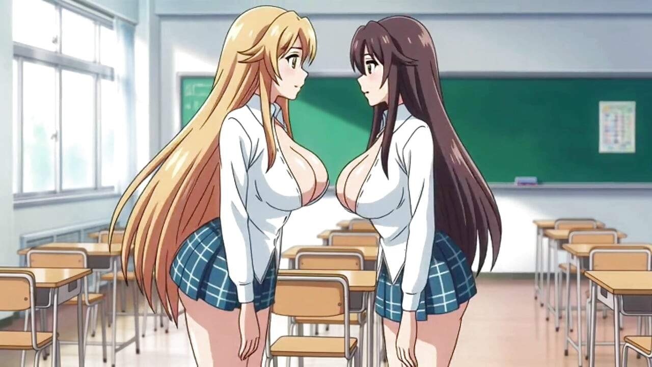 Two Girls in Uniforms. Hot Kiss