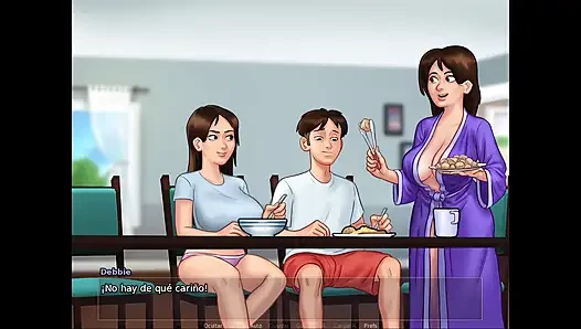 Stepmom and stepsister compete to see who gives the tenant the most pleasure - Summertime Saga