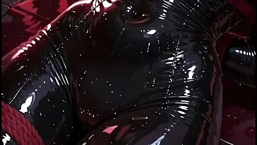 Bondage Anime Girl 2 Latex rope gagball