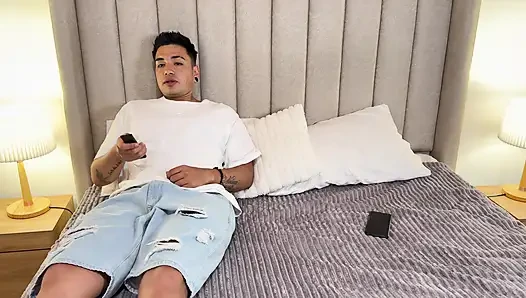 I show my new lingerie to my stepbrother and the bastard gets so hot that he ends up fucking me and cumming in my pink pussy