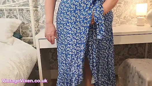 Innocent Wife is a Real Prick Tease in this Sexy Low Cut Suburban MILF Soccer Mom Dress