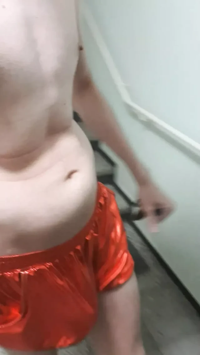 Going outside in the night with my shiny red boxer
