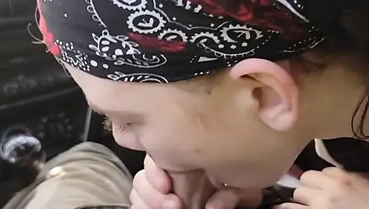 Slutty teenager eagerly sucking my big cock for cum