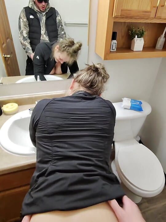 Sneaky Sex with Horny Wife in the Bathroom After Party