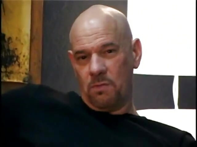 Bald dude is fond of licking foot of naughty redhaired MILF Samantha St. James wrecking his rectum with strap-on