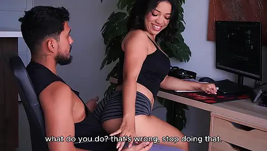 my latina step sister sits on my lab and i cant help but ger hard - Creampie - Sofi Becker