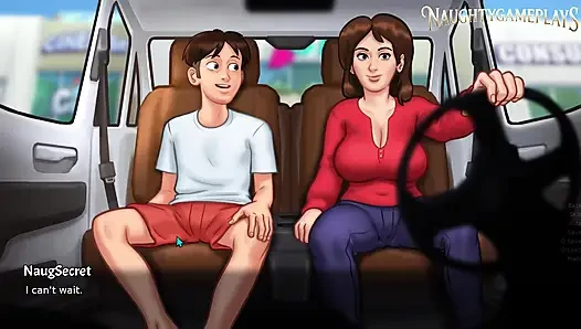 Summertime saga teil 50 von Dark Haaren, geile vollbusige milf streichelt und reibt großen schwanz, 3D Spiel