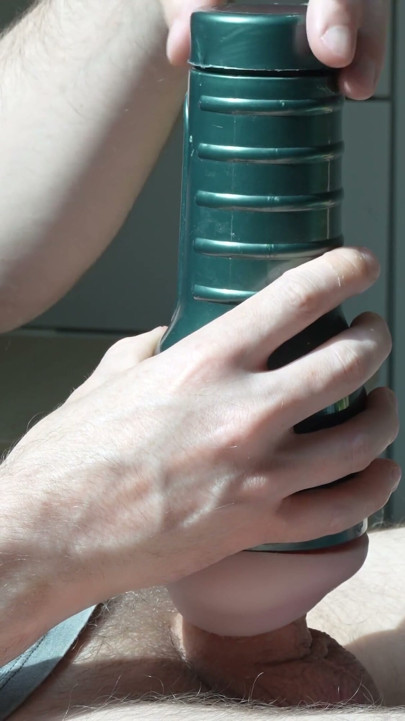 Very long jerk-off session with my favorite fleshlight, I end up with intense cumshot on clothes | Clip 1