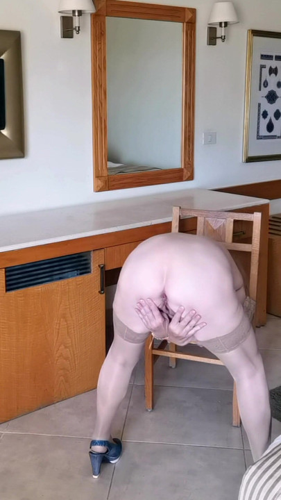 From Blue to White: Granny MariaOld’s Chic Striptease, POV Blowjob and Titty fuck | Clip 1