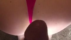 Cumming on her fat ass & red thong.