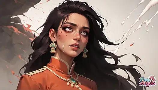 Ratu cheongsam Asia pejuh muncrat di pesta seks multicore