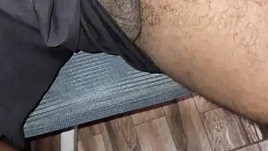 Naughty wife grabbing my stepdad's cock