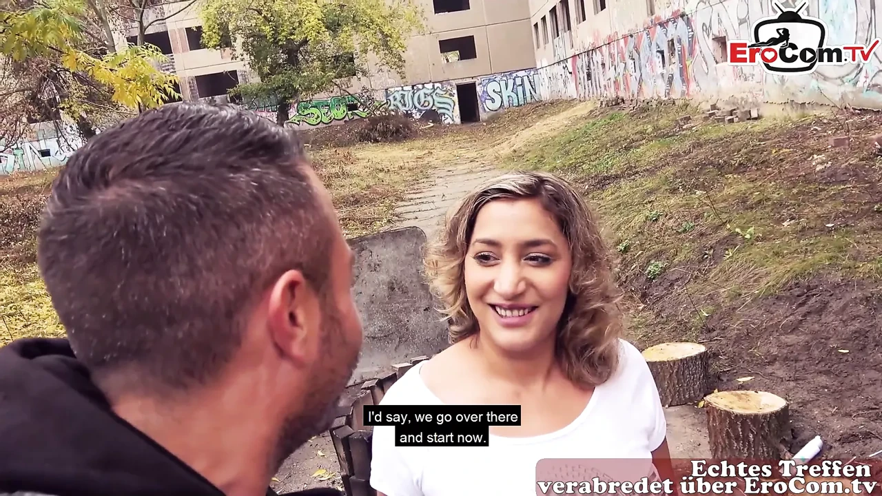 Busty inked German woman picked up online for outdoor sex
