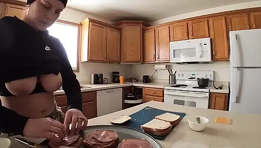 Housewife Makes Lunch then Fucked to Orgasm